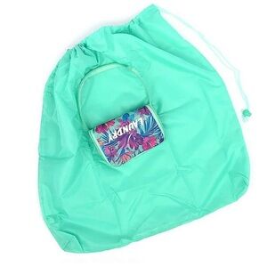 Miamica Hibiscus Floral Teal Travel Expandable Laundry Bag